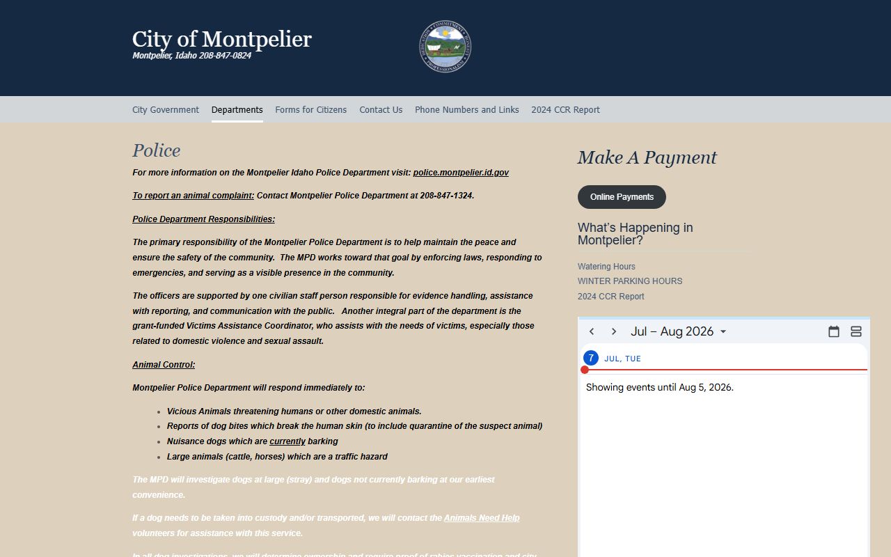 Bear Lake County arrest records Montpelier Police source