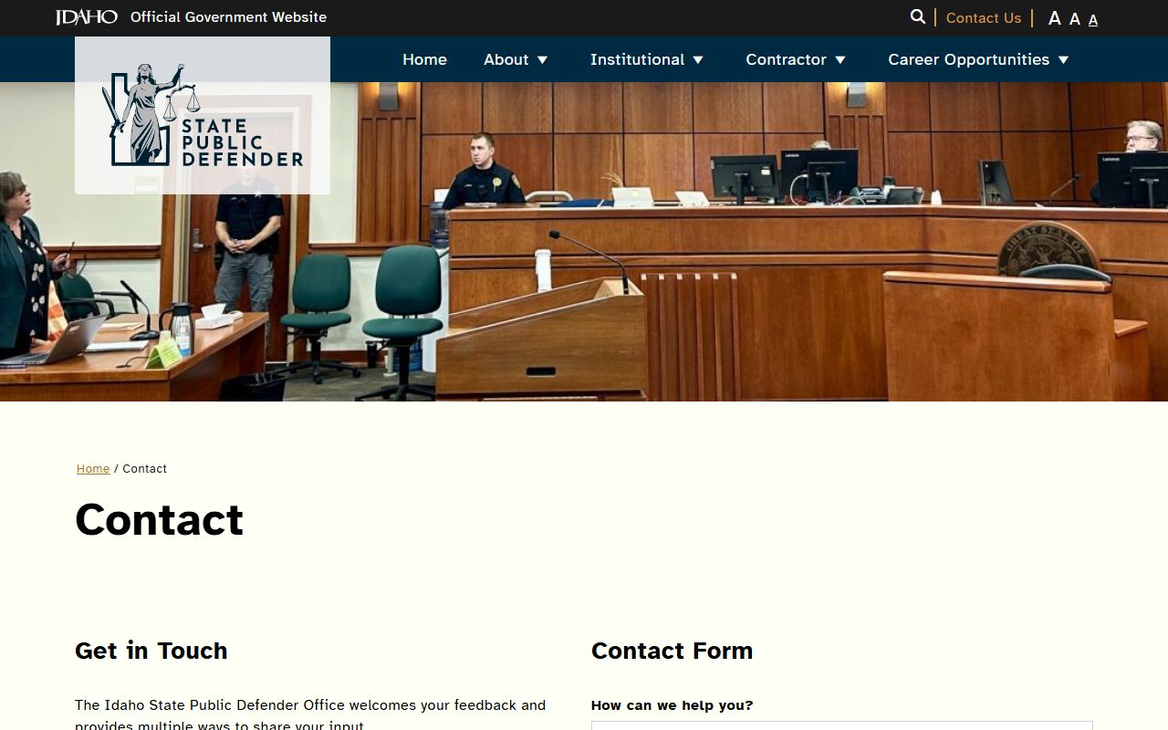 Idaho State Public Defender contact page