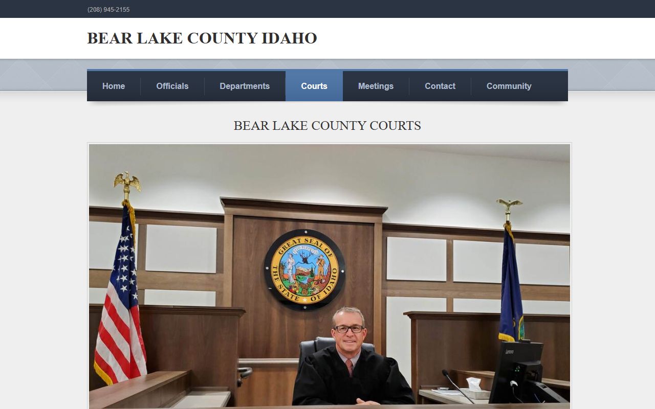 Bear Lake County District Court courts page in Paris Idaho